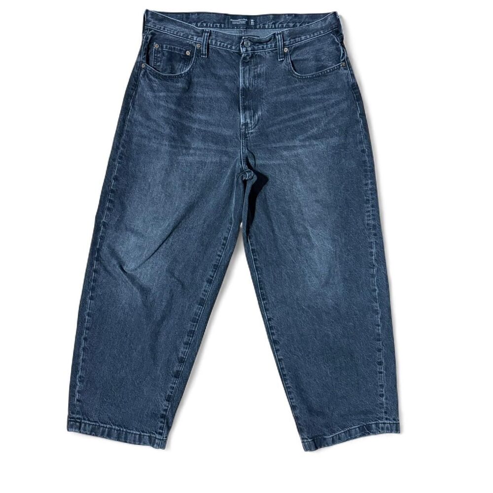 Abercrombie & Fitch Black Wash Ultra Baggy Barrel Jeans Size 36x30